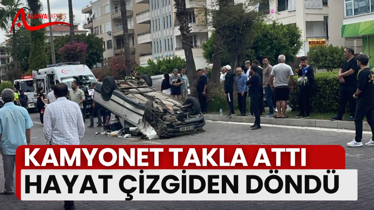 Kamyonet BP önünde takla attı: Sürücü hastaneye kaldırıldı